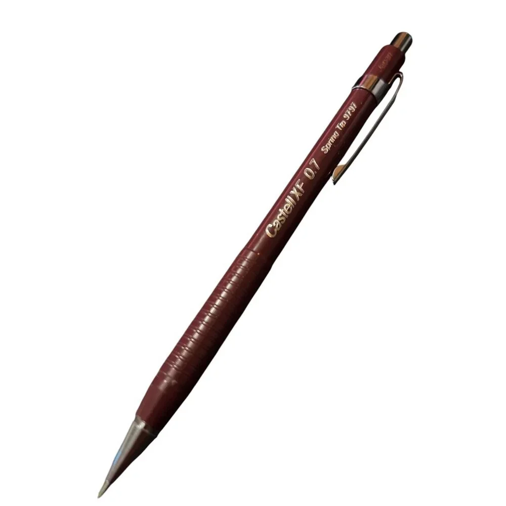 Vtg Lot of 7 Castell XF 0.7 Spring Tip 9797 Mechanical Pencil Burgundy/Silver - Picture 2 of 3